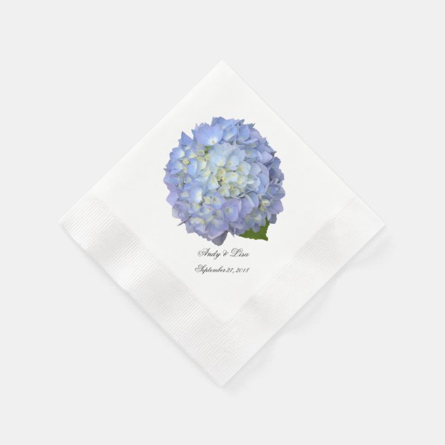 Wedding Blue Hydrangea Custom Napkin (Corner)