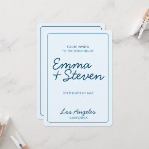 Wedding Blue Modern Invitation