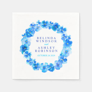 Wedding blue pansy flower custom napkins
