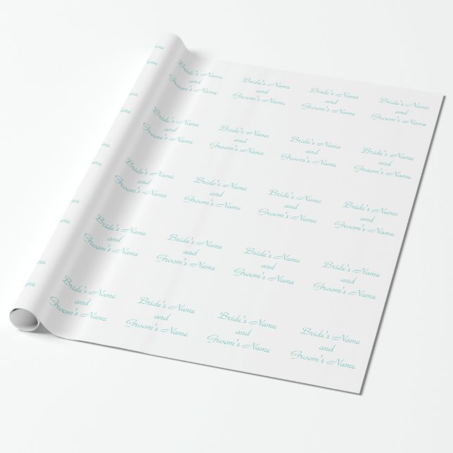 Wedding Blue wrapping paper - Bride and Groom (Unrolled)