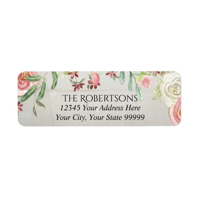 Wedding Blush Ivory Roses Wooden | Return Address Label (Front)