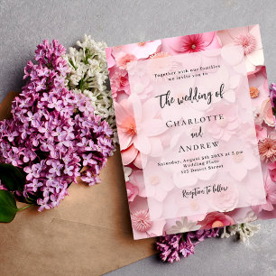 Wedding blush pink florals budget invitation flyer