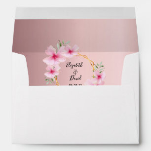 Wedding blush pink florals gold geometric envelope