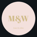 Wedding blush pink monogram custom gold initials classic round sticker<br><div class="desc">Wedding blush pink monogram custom faux gold initials elegant chic Classic Round Sticker.
Customise,  personalise,  all your gifts with their individual letter,  initials,  alphabet,  number,  numbers
Customise it with your initials!

For Birthdays,  Christmas,  Holidays,  weddings</div>