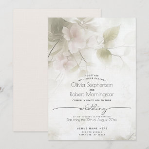 WEDDING  Blush Pink Peach Tree Blossoms Invitation