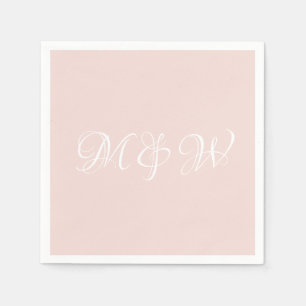 Wedding blush pink script monogram custom paper napkin