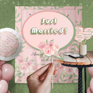 Wedding Blush Pink Trendy Floral Photo Booth Props Poster