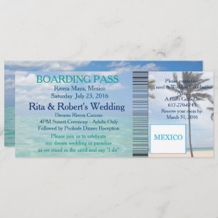 Wedding Boarding Pass Ticket Beach Destination Invitation