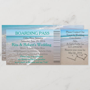 Wedding Boarding Pass Ticket-Destination Hearts Invitation