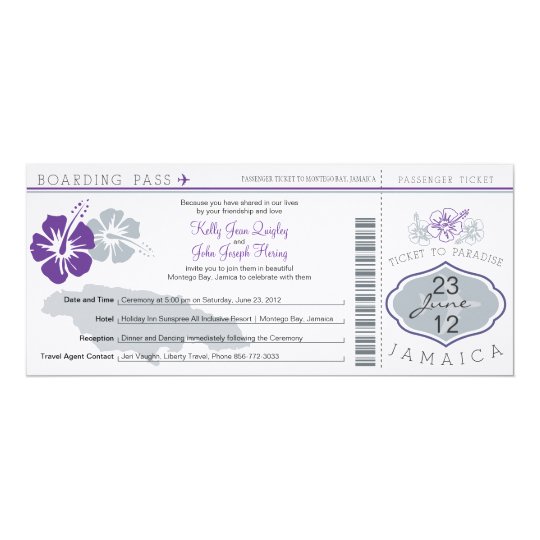 Wedding Boarding Pass to Jamaica Card