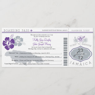 Wedding Boarding Pass to Jamaica Invitation