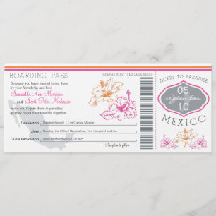 Wedding Boarding Pass to Mexico Invitation
