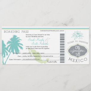 Wedding Boarding Pass to Mexico Invitation