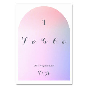 Wedding Boho Arch Pink Lilac Ombre Table Number