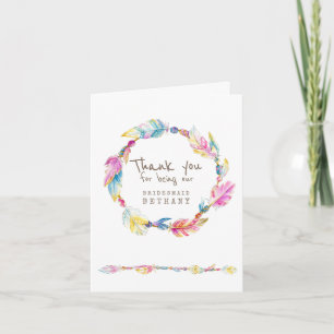 Wedding boho bridesmaid thank you card