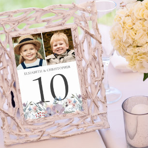 Wedding Boho Floral Bride Groom Photos Table Number