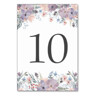 Wedding Boho Floral Wildflowers Table Number