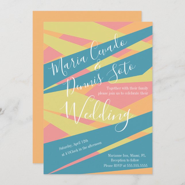 Wedding Bold Abstract Typography  Invitation (Front/Back)