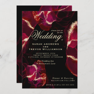 Wedding    Bold Scarlet Alcohol Ink Invitation