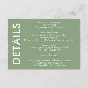 Wedding Botanical Vintage Elegant Curated Detail Enclosure Card