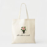 Wedding Bouquet  Bridesmaid Tote Bag<br><div class="desc">Elegant bridesmaid bag featuring a beautiful bouqet of soft pink roses with green foliage. A black and white polka dot sleeve. Customise by changing the word 'bridesmaid' to something else if so desired.</div>