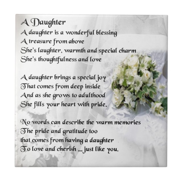 wedding bouquet   Daughter Poem Ceramic Tile (Front)