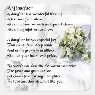 wedding bouquet Daughter Poem Square Sticker