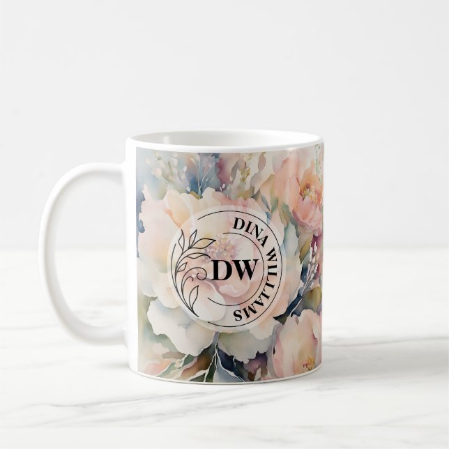 Wedding Bouquet Monogram Mug (Left)