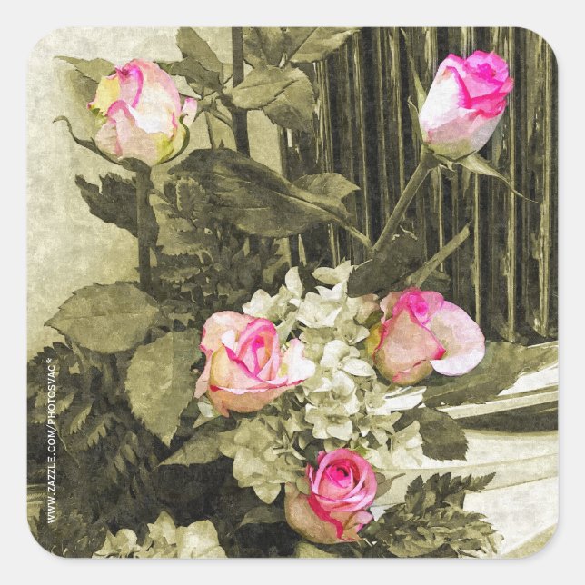 Wedding Bouquet Square Sticker (Front)