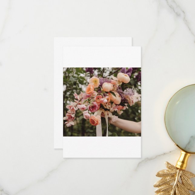 Wedding Bouquet  Thank You Card (Front/Back In Situ)