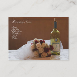 Wedding Bouquet & Wine Bottle business card