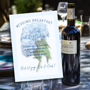 Wedding Breakfast Newlyweds Blue Floral Invitation