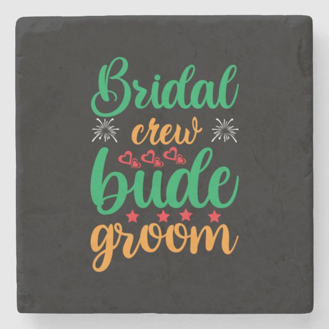 Wedding Bridal Crew Groom Stone Coaster (Front)