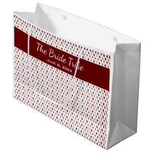 Wedding Bridal Party Custom Dark Red & White Large Gift Bag
