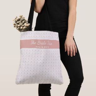 Wedding Bridal Party Custom Pink Rose Blush White Tote Bag
