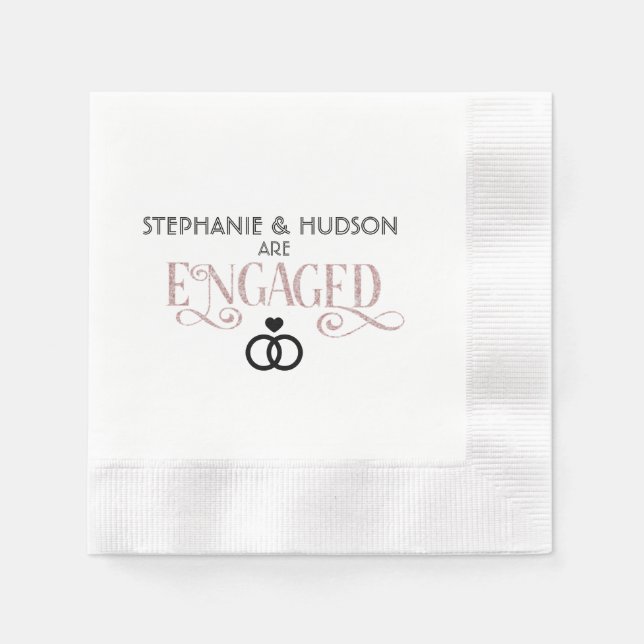 wedding, bridal shower, Engaged, Engagement party Napkin (Front)