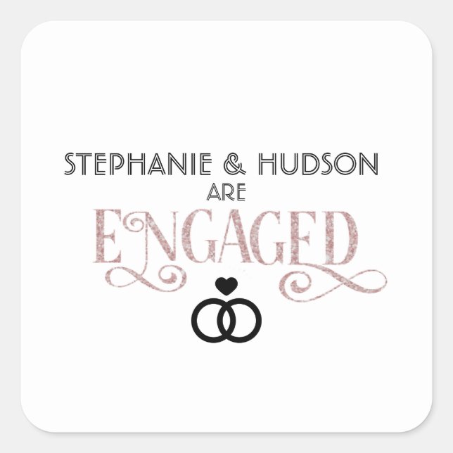 wedding, bridal shower, Engaged, Engagement party Square Sticker (Front)
