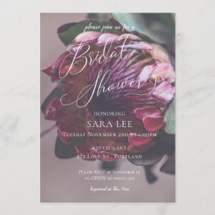 Wedding Bridal Shower Invitation Protea Purple