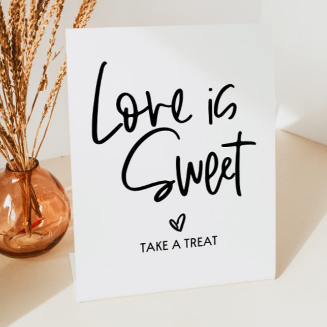 Wedding Bridal Shower Love Is Sweet Take A Treat Pedestal Sign (Creator Uploaded)