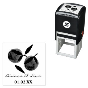 Wedding Bridal Shower Orange Citrus Hand Drawn Self-inking Stamp