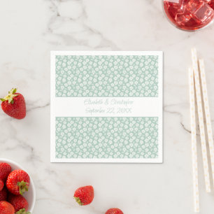  Wedding Bridal Shower Pastel Green White Floral Napkin