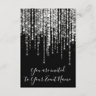 Wedding Bridal Shower Pastel Strings Black White Invitation