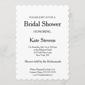 Wedding Bridal Shower Plain Invitation Card