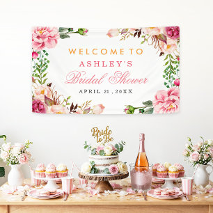 Wedding Bridal Shower Romantic Chic Floral Wrapped Banner