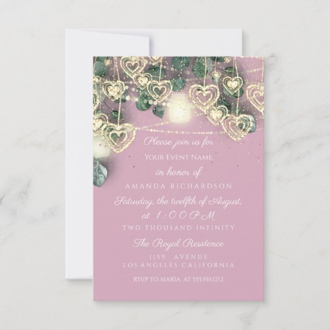 Wedding BRIDAL Shower Rustic Pink Sweet 16th Invitation (Front)