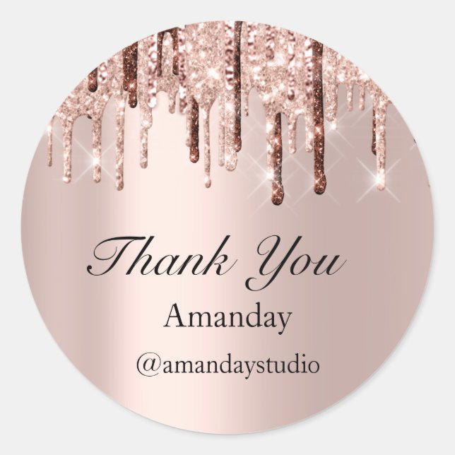 Wedding Bridal Shower Thank You Rose Sweet 16th Classic Round Sticker (Front)
