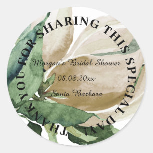 Wedding Bridal Thank You Name Floral Mint Green Classic Round Sticker