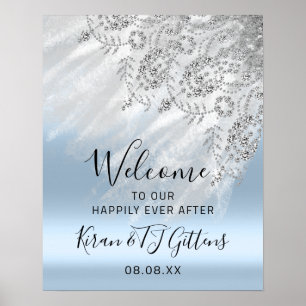Wedding Bridal Welcome Dress Drips Gray Event Poster