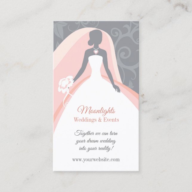 Wedding Bridal White Dress Business Card (Front)