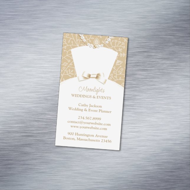 Wedding Bridal White Dress  Magnetic Business Card (In Situ)